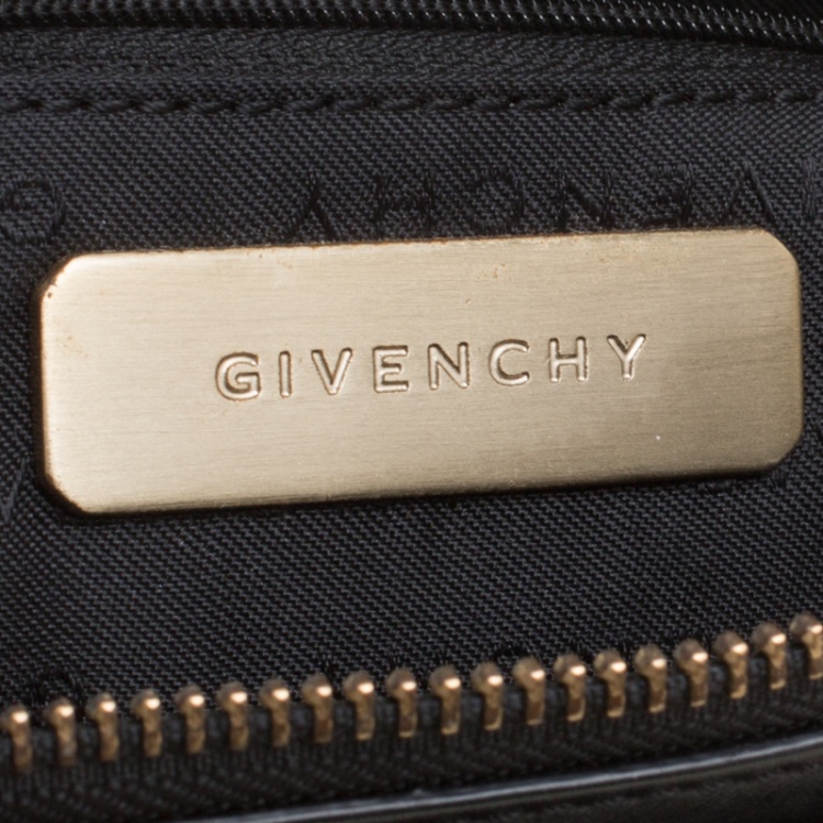 Pre Owned Givenchy Black Signature Canvas and Leather Boston Bag