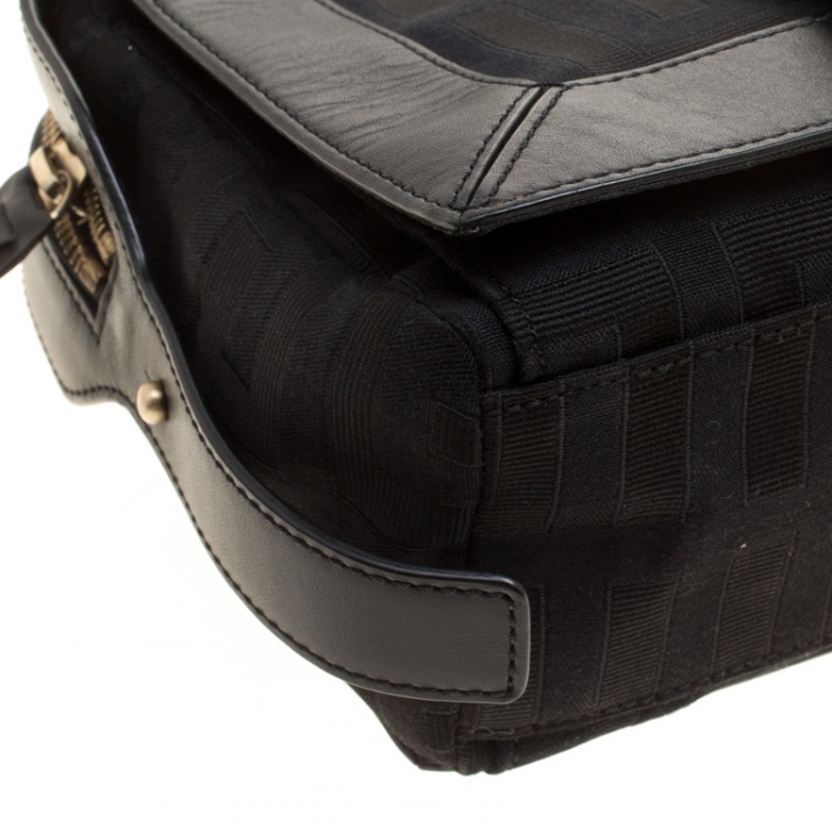 Pre Owned Givenchy Black Signature Canvas and Leather Boston Bag