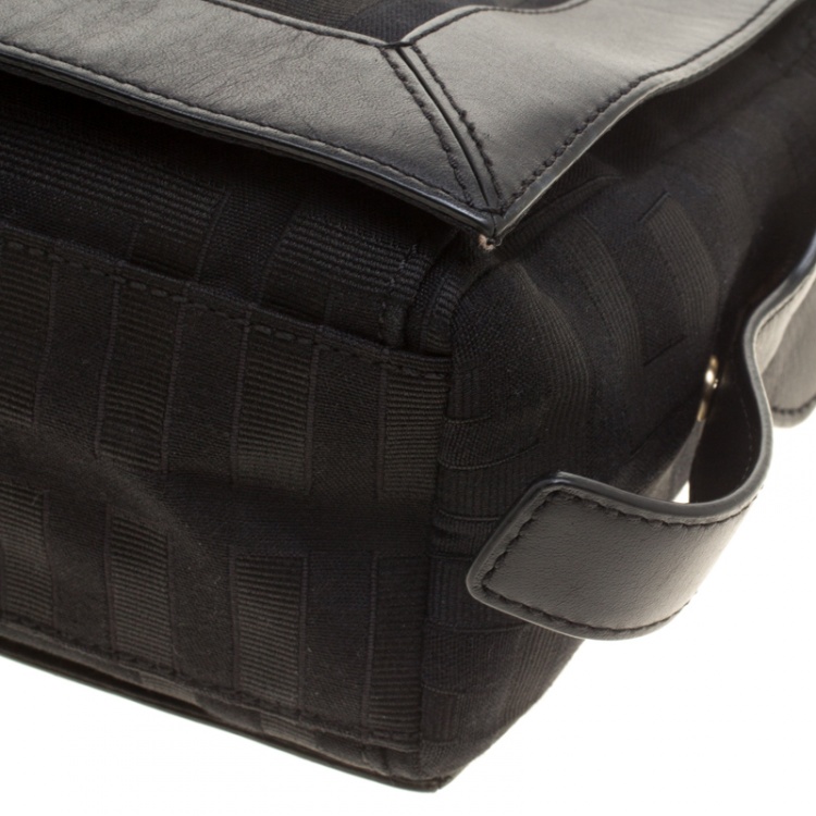 Pre Owned Givenchy Black Signature Canvas and Leather Boston Bag