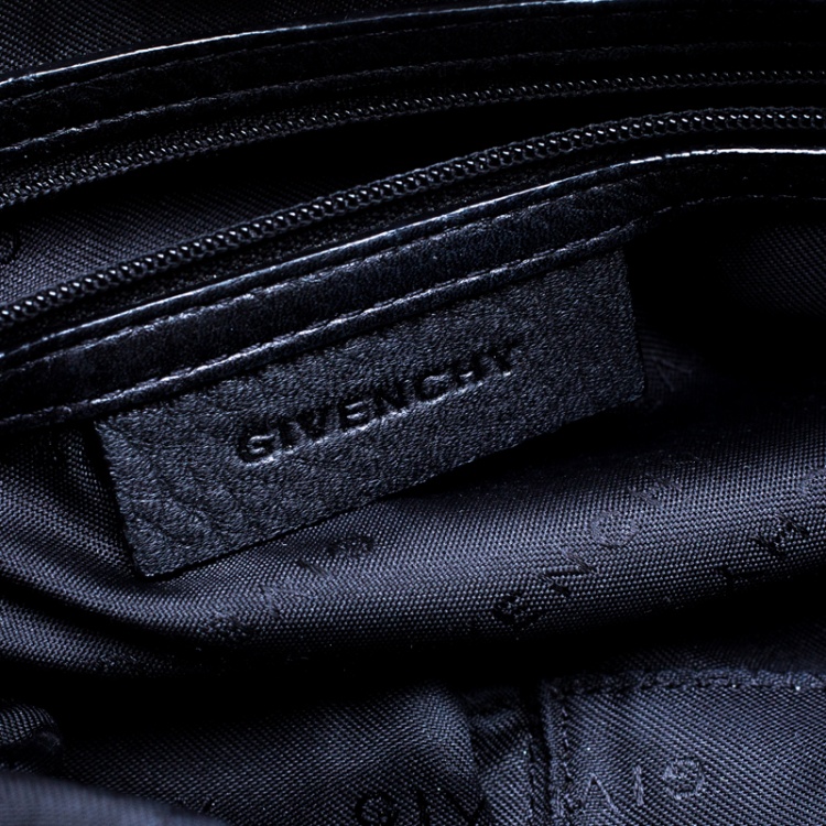Pre Owned Givenchy Black Monogram Canvas and Leather Double Zip Satchel