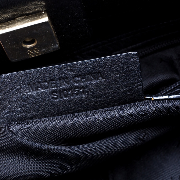 Pre Owned Givenchy Black Monogram Canvas and Leather Double Zip Satchel