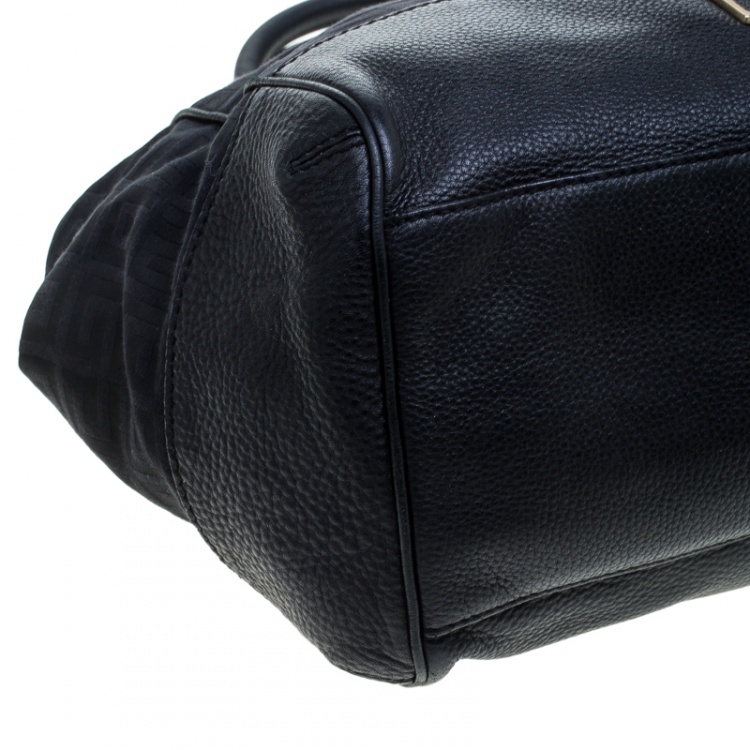 Pre Owned Givenchy Black Monogram Canvas and Leather Double Zip Satchel