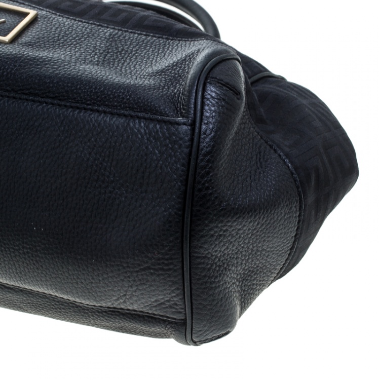 Pre Owned Givenchy Black Monogram Canvas and Leather Double Zip Satchel