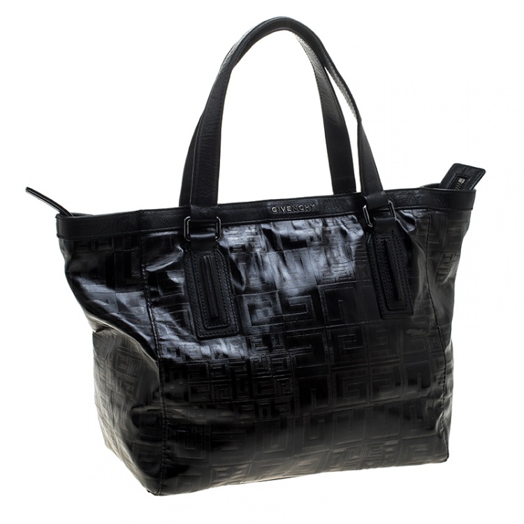 Pre Owned Givenchy Black Monogram Coated Canvas and Leather Tote