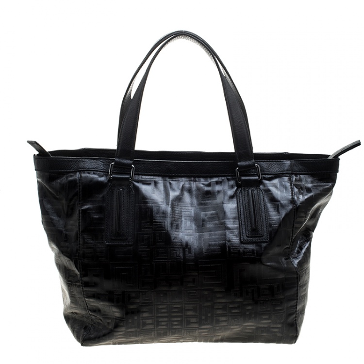 Pre Owned Givenchy Black Monogram Coated Canvas and Leather Tote