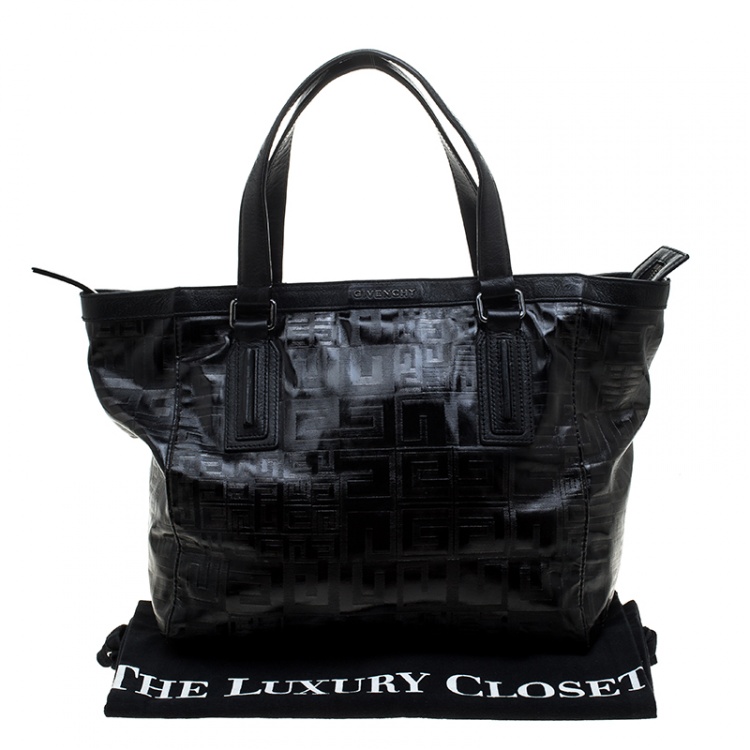 Pre Owned Givenchy Black Monogram Coated Canvas and Leather Tote