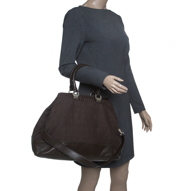 Pre Owned Givenchy Brown Monogram Canvas and Leather Convertible Tote