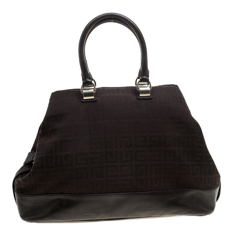 Pre Owned Givenchy Brown Monogram Canvas and Leather Convertible Tote