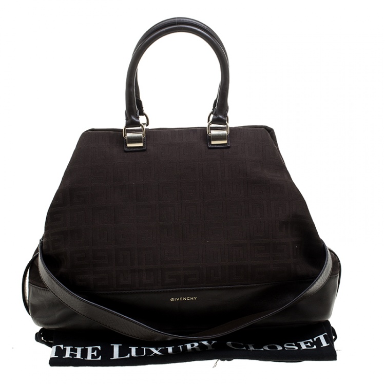 Pre Owned Givenchy Brown Monogram Canvas and Leather Convertible Tote