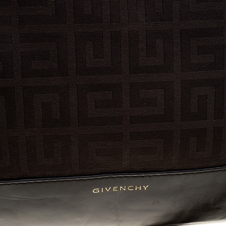 Pre Owned Givenchy Brown Signature Canvas and Leather Convertible Tote