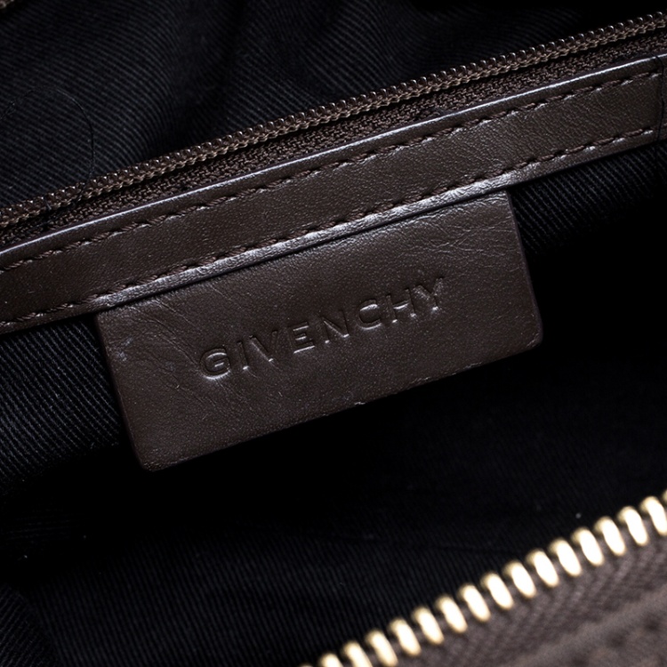 Pre Owned Givenchy Brown Signature Canvas and Leather Convertible Tote