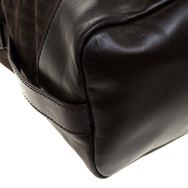Pre Owned Givenchy Brown Signature Canvas and Leather Convertible Tote