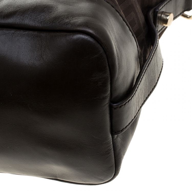 Pre Owned Givenchy Brown Signature Canvas and Leather Convertible Tote
