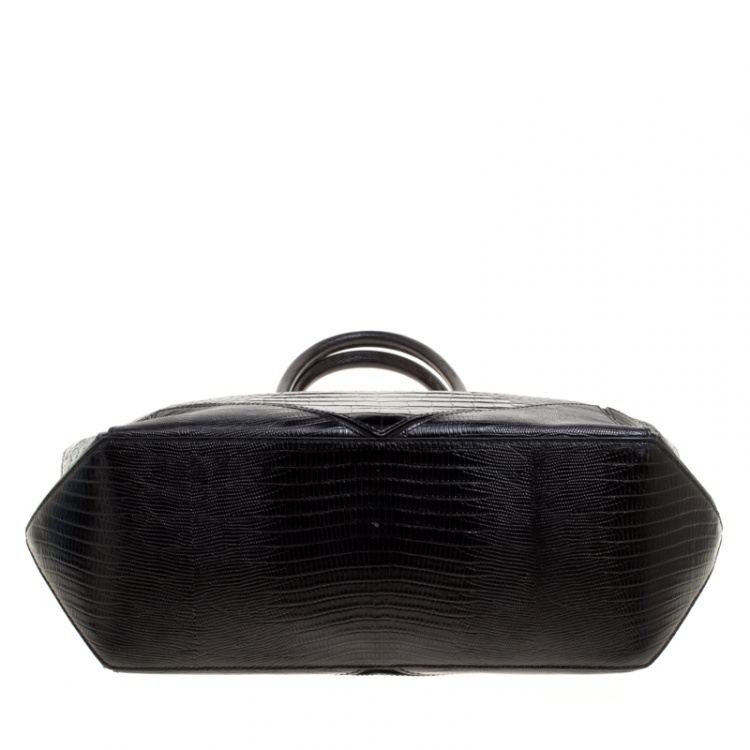 Pre Owned Givenchy Black Croc Embossed Leather Easy Tote