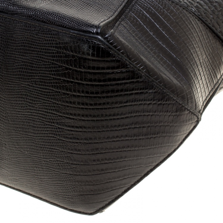 Pre Owned Givenchy Black Croc Embossed Leather Easy Tote