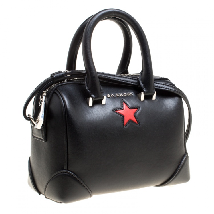 Pre Owned Givenchy Black Leather Lucrezia Star Bowler Bag