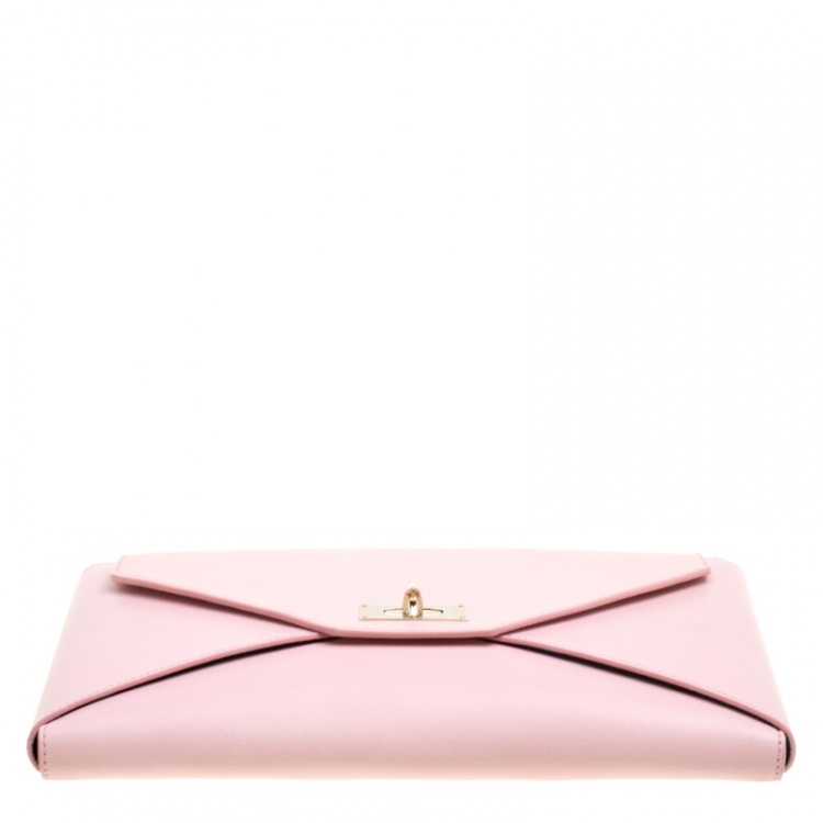 Pre Owned Givenchy Pink Leather Medium Shark Flap Clutch