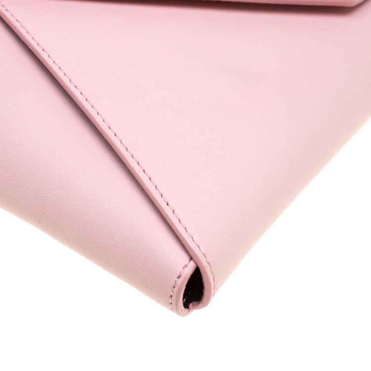 Pre Owned Givenchy Pink Leather Medium Shark Flap Clutch