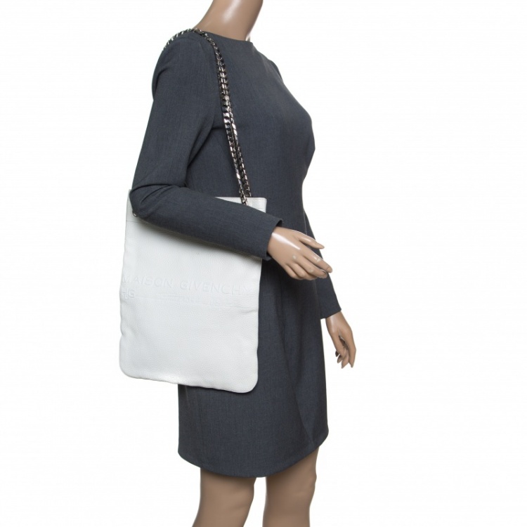 Pre Owned Givenchy White Leather Chain Tote