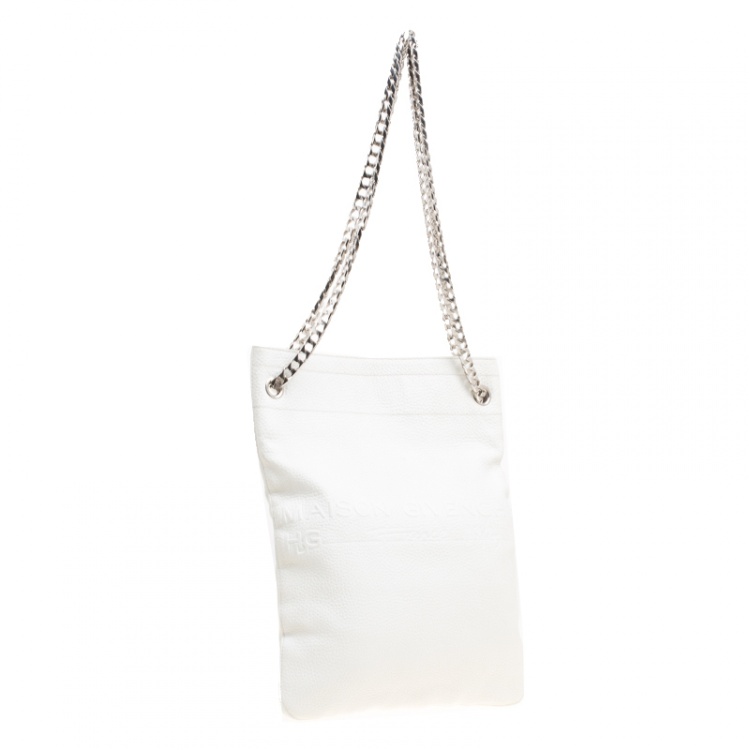 Pre Owned Givenchy White Leather Chain Tote