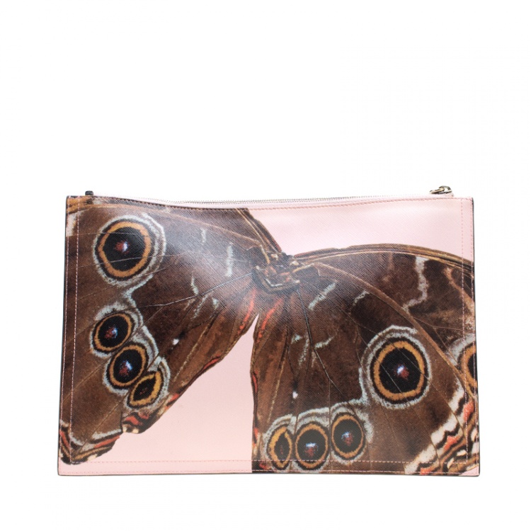 Pre Owned Givenchy Pink Printed Butterfly Coated Canvas Antigona Clutch