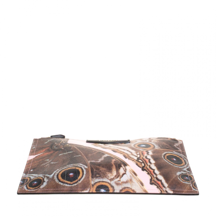 Pre Owned Givenchy Pink Printed Butterfly Coated Canvas Antigona Clutch