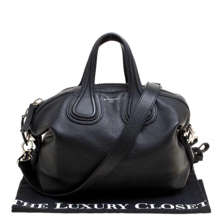Pre Owned Givenchy Black Leather Small Nightingale Top Handle Bag