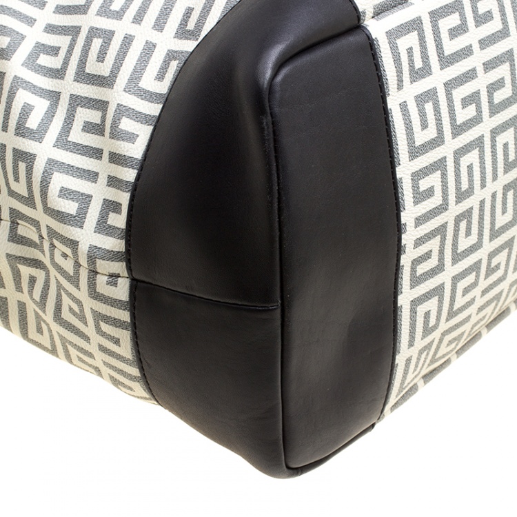 Pre Owned Givenchy Off White/Black Coated Canvas and Leather Shopper Tote