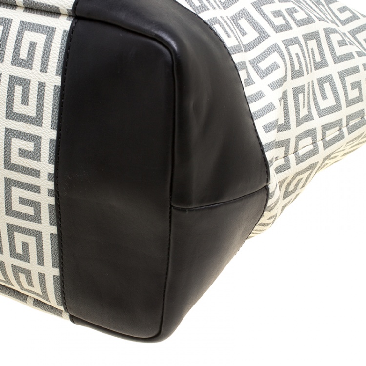 Pre Owned Givenchy Off White/Black Coated Canvas and Leather Shopper Tote