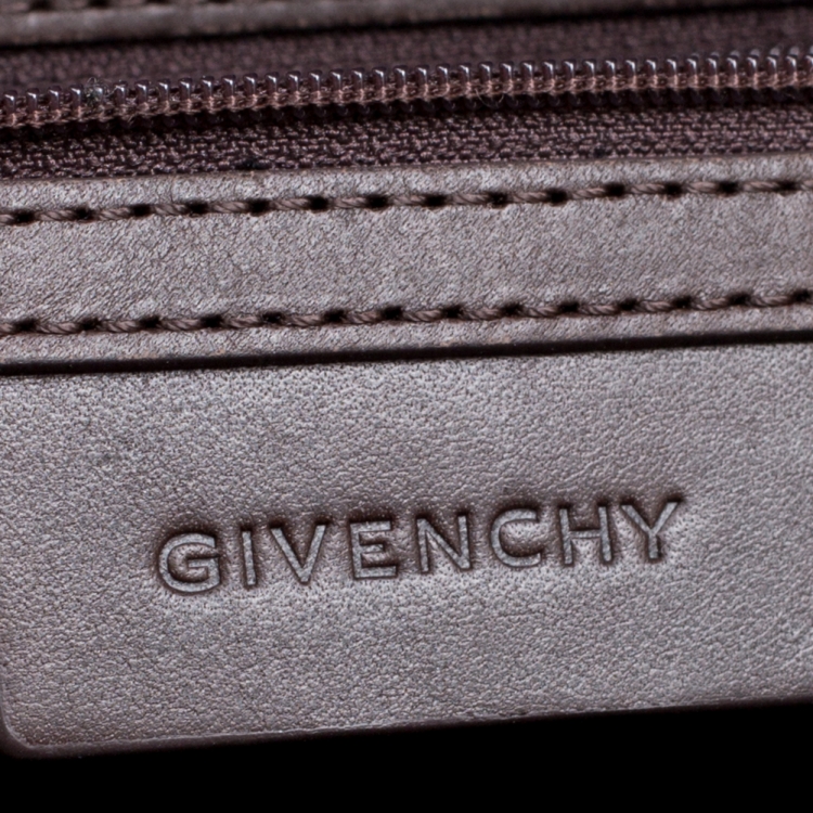 Pre Owned Givenchy Grey/Brown Signature Canvas and Leather Shopper Tote