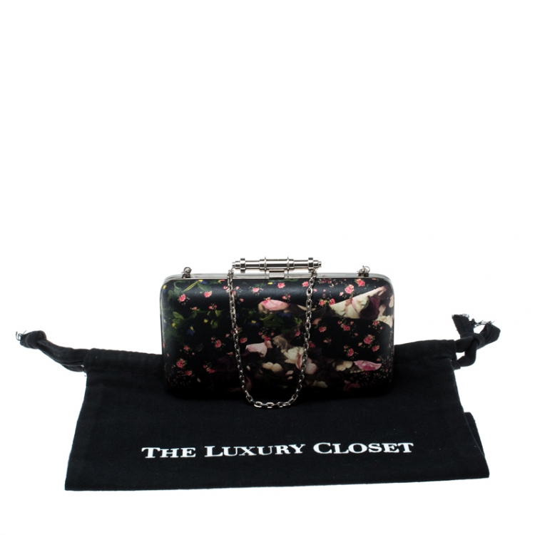 Pre Owned Givenchy Black/Multicolor Floral Print Box Clutch