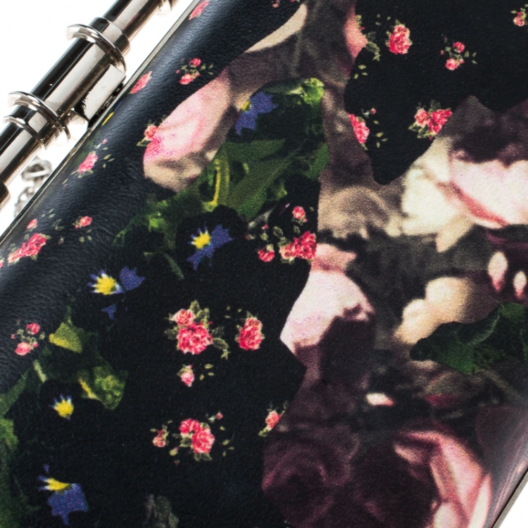 Pre Owned Givenchy Black/Multicolor Floral Print Box Clutch