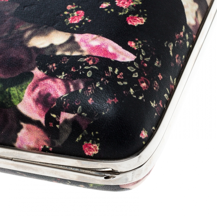Pre Owned Givenchy Black/Multicolor Floral Print Box Clutch
