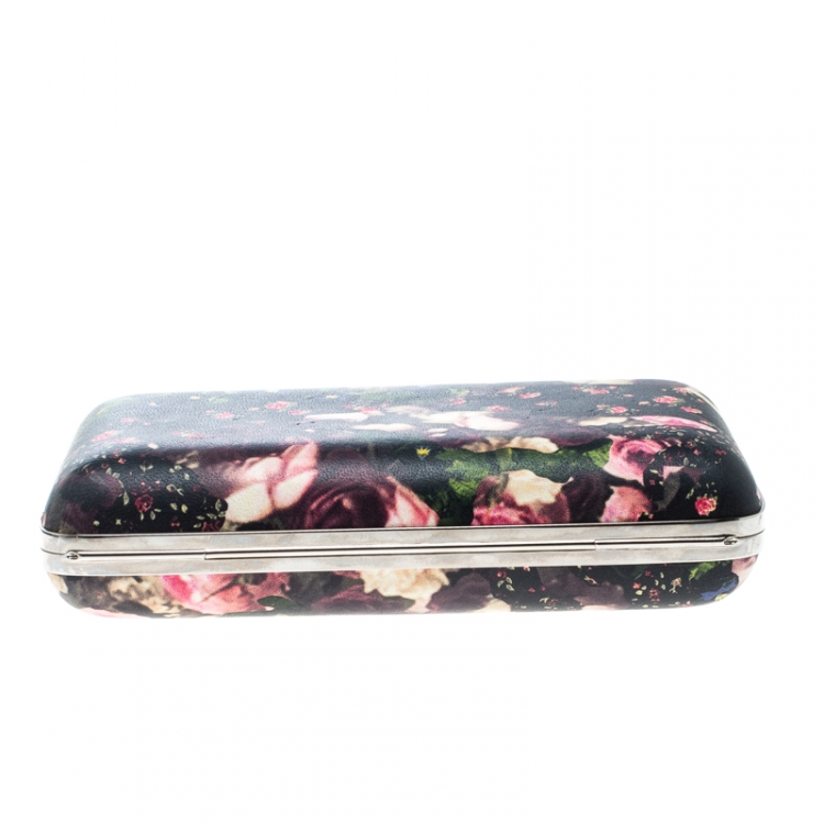 Pre Owned Givenchy Black/Multicolor Floral Print Box Clutch