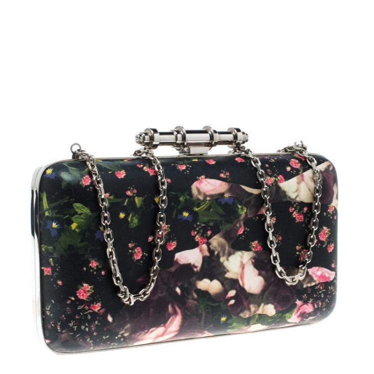 Pre Owned Givenchy Black/Multicolor Floral Print Box Clutch