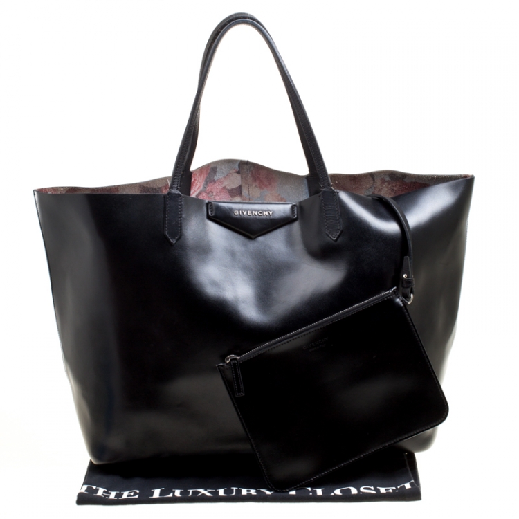 Pre Owned Givenchy Black Glazed Leather Large Antigona Shopping Tote