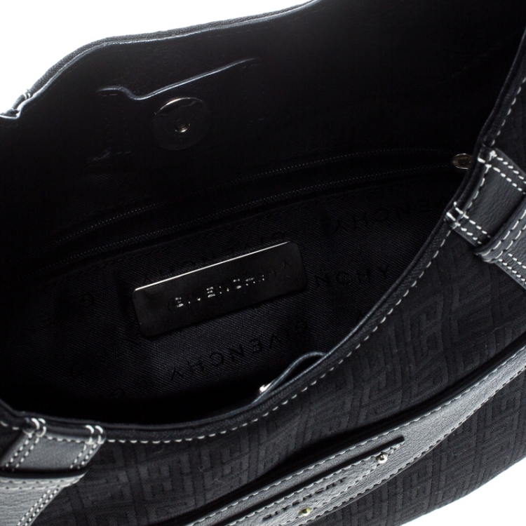 Pre Owned Givenchy Black Signature Canvas and Leather Hobo