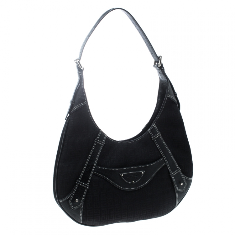 Pre Owned Givenchy Black Signature Canvas and Leather Hobo