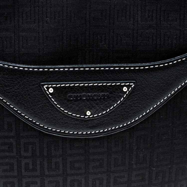 Pre Owned Givenchy Black Signature Canvas and Leather Hobo