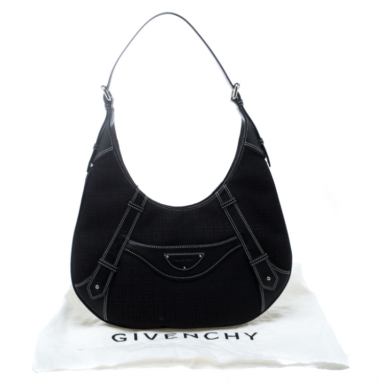Pre Owned Givenchy Black Signature Canvas and Leather Hobo