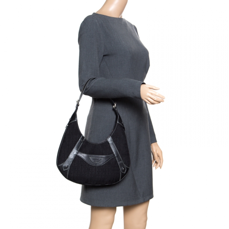 Pre Owned Givenchy Black Signature Canvas and Leather Hobo