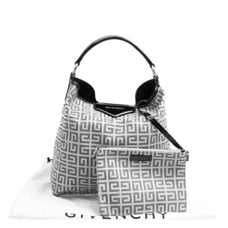 Pre Owned Givenchy Grey Signature Coated Canvas Hobo