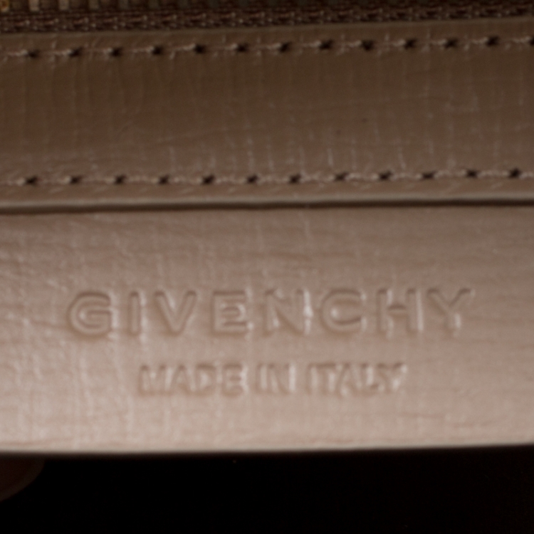 Pre Owned Givenchy Dark Beige Leather Mini Pandora Box Shoulder Bag