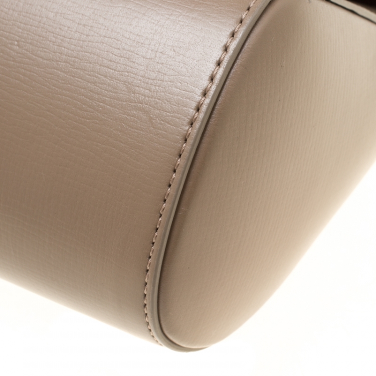 Pre Owned Givenchy Dark Beige Leather Mini Pandora Box Shoulder Bag