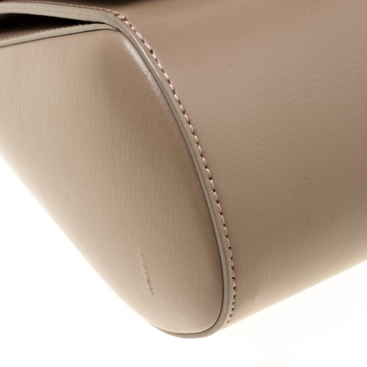 Pre Owned Givenchy Dark Beige Leather Mini Pandora Box Shoulder Bag