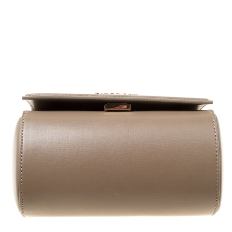 Pre Owned Givenchy Dark Beige Leather Mini Pandora Box Shoulder Bag