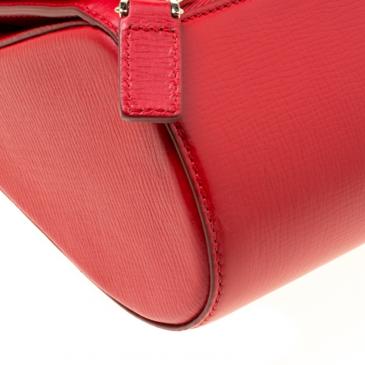 Pre Owned Givenchy Red Leather Mini Pandora Box Crossbody Bag