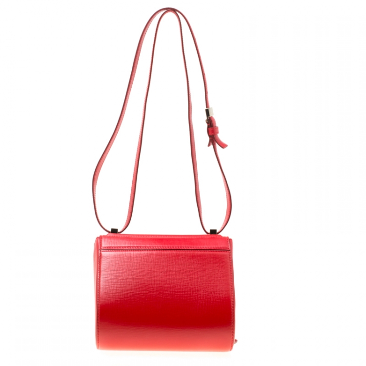 Pre Owned Givenchy Red Leather Mini Pandora Box Crossbody Bag