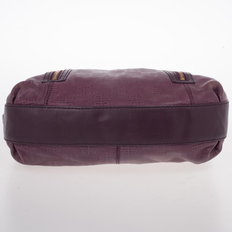 Pre Owned Givenchy Violet Monogram Embossed Leather Hobo
