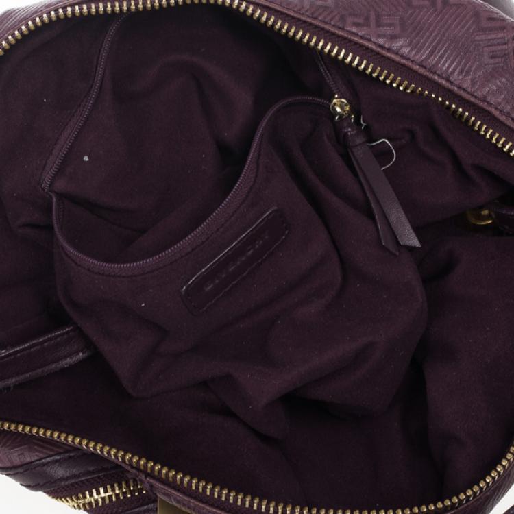 Pre Owned Givenchy Violet Monogram Embossed Leather Hobo